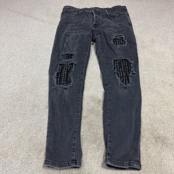 Zara Jeans Black Skinny Studded Pockets Men’s Size 32X30 - Picture 1 of 11